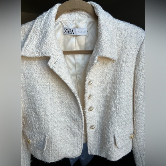 Zara Womens White Bone Gold Buttons Cardigan Sweater Size M - Picture 7 of 12